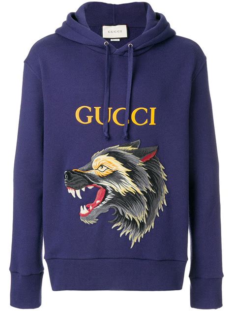 gucci wolf hoodie blue|gucci hoodie reflective.